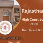 Rajasthan High Court building with a recruitment poster.