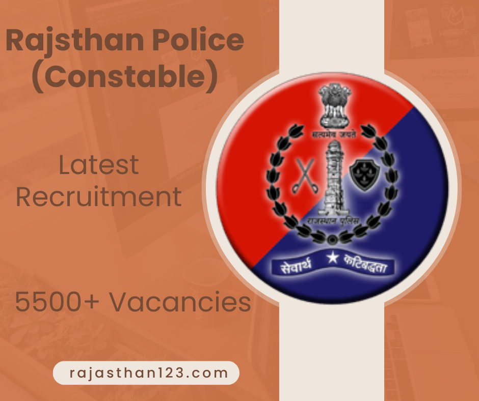 A recruitment poster for the Rajasthan Police Constable position.