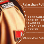 A partial view of a Rajasthan Police uniform, with text highlighting constable and other vacancies in the Rajasthan Police.